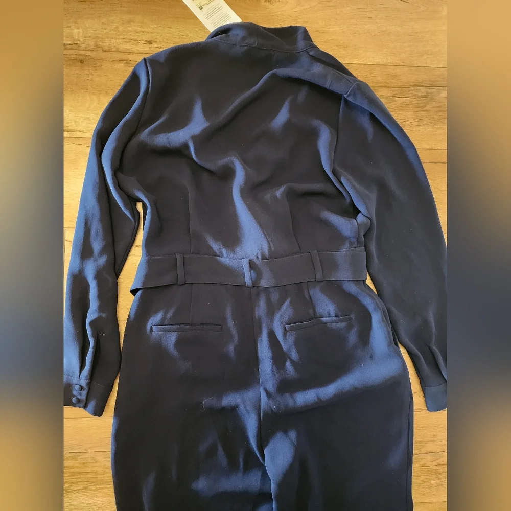NWT Sezane Heaven Marine Jumpsuit Wrap Front Belted US 10 UK 14 Lightweight - Picture 14 of 14